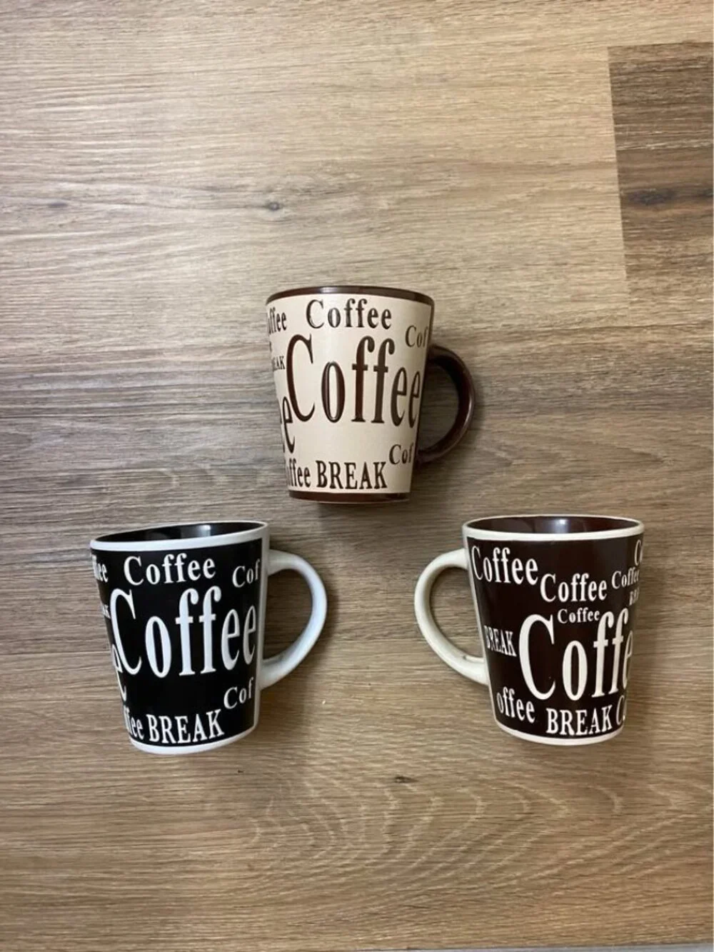 Mr. Coffee Coffee Break Mugs – 3-Piece Set – Black & White, Brown & Mocha